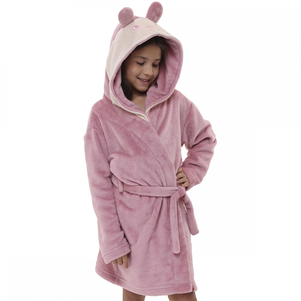 Robe Infantil Inverno Fleece Capuz Orelhinha Ursinho Fofo - Blush