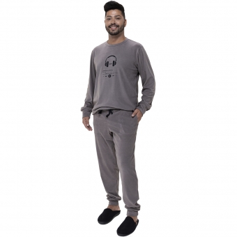 Pijama Masculino Comfy Inverno Elastano Estampa Music