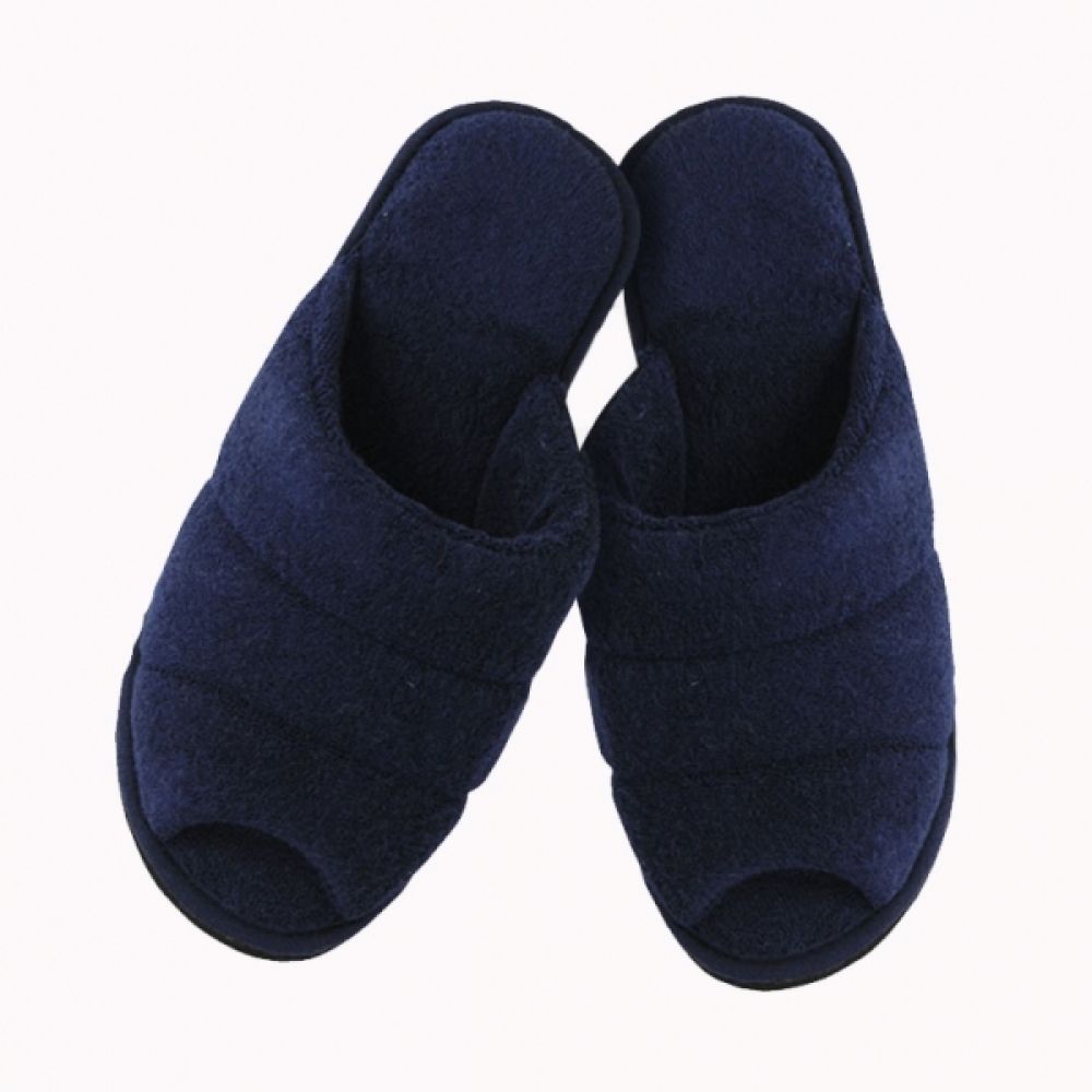 Pantufa Feminina em Atoalhado com  Solado Plano Levite - Marinho