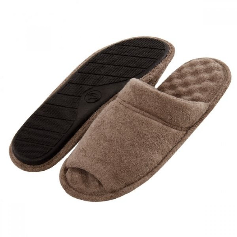Pantufa Atoalhada Masculina com Espuma Massageadora - PUFF - Caqui