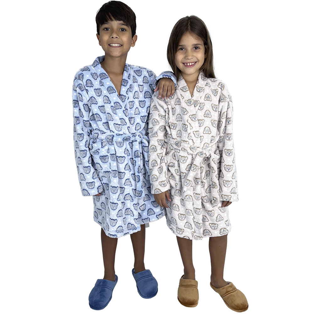 Robe Puff Kids Pelúcia Fleece Infantil Unisex - Bege
