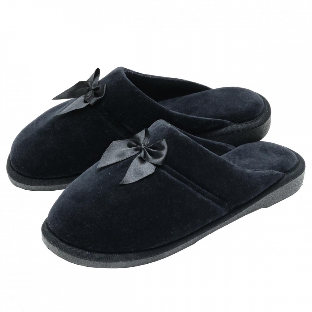 Pantufa Anatômica Plush com Laço Cetim PUFF - Preto