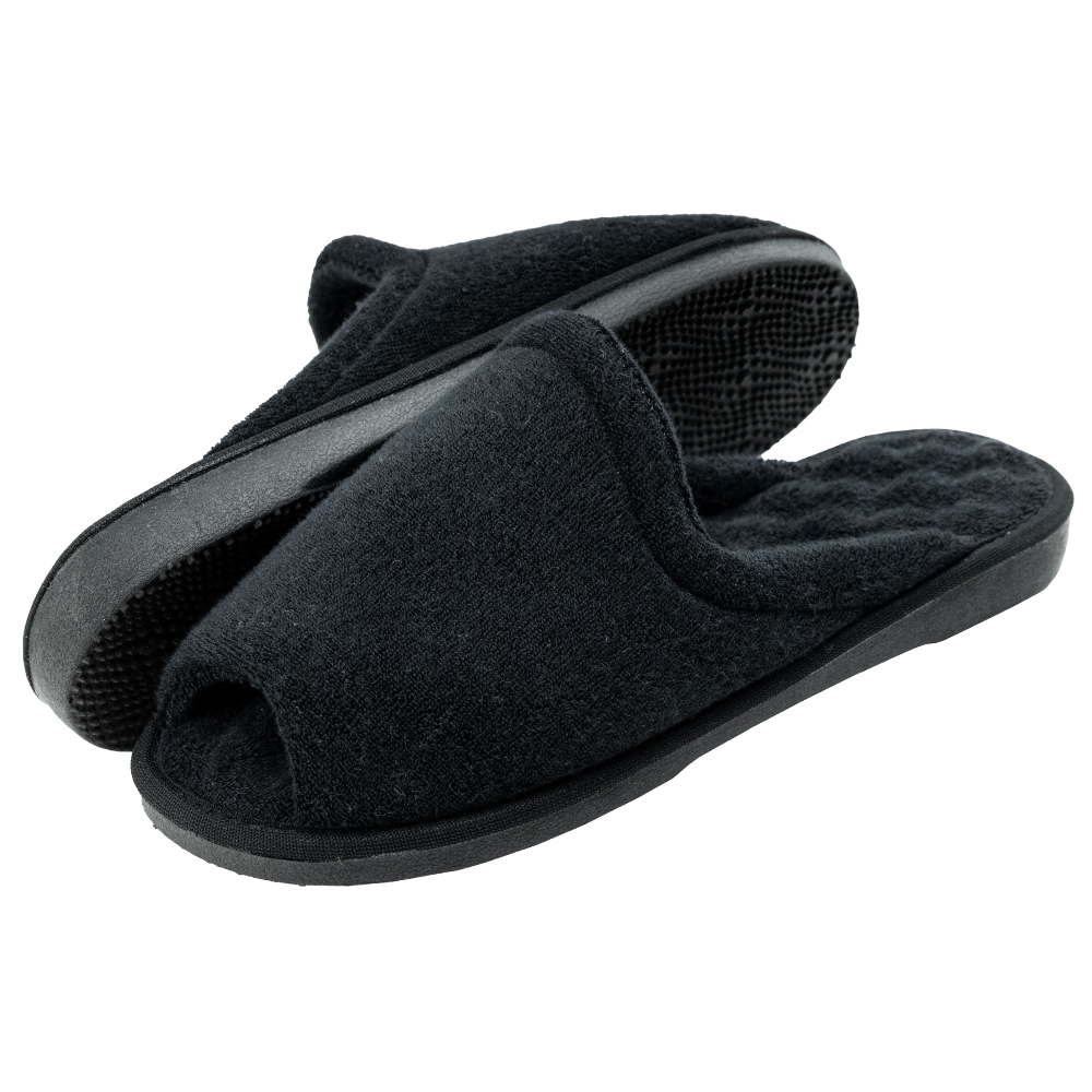 Pantufa Atoalhada Anatômica com Espuma Massageadora - Preto
