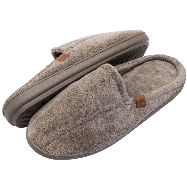 Pantufa Masculina Anatômica em Atoalhado com Espuma Massageadora - Caqui