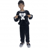 Pijama Puff Kids Pelúcia Fleece Coala Infantil Unisex - Preto