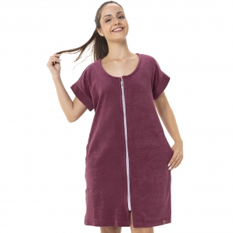 Roupão Feminino Adulto Atoalhado com Fechamento em Zíper