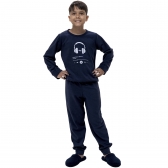Pijama Infantil Inverno Ultrasoft Listening to Silence - Marinho