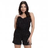 Short Doll Jacquard Alcinha Com Elastano - Preto