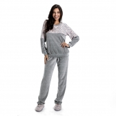 Pijama de frio em plush com detalhe de oncinha - Mescla