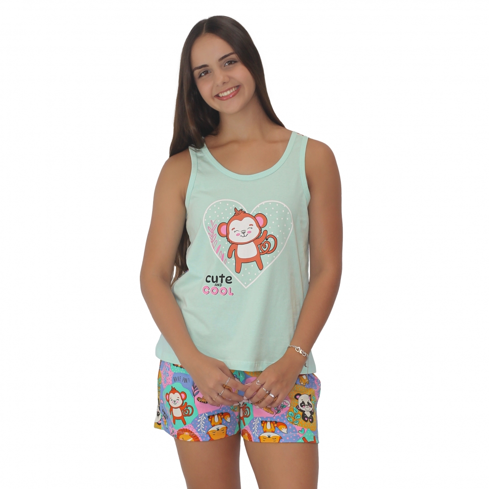 Short Doll Cotton Light Malha Lisa Silk - Verde
