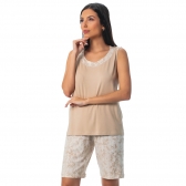 Bermudoll Regata em Viscolycra Floral - Bege
