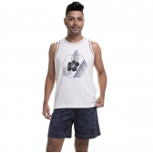 Pijama de Malha 100% Algodão Regata Floral - Marinho