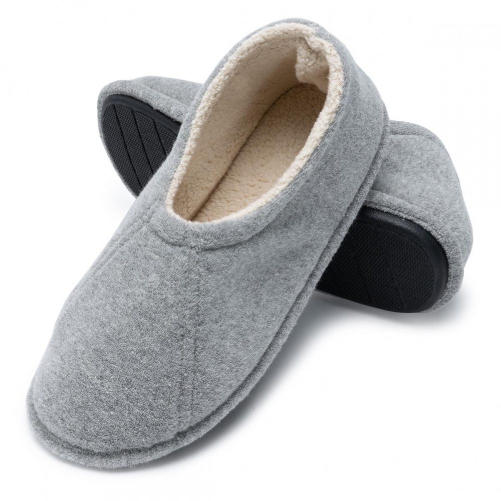 Pantufa Anatômica Flexível Masculina Atoalhada Mocassim - Mescla