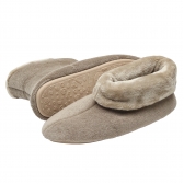 Pantufa Bota Feminina em Atoalhado com Pelúcia - Puff - Caqui