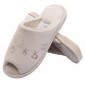 Pantufa Algodão Pingentes de Conforto — Aberta e Anatômica - Bege