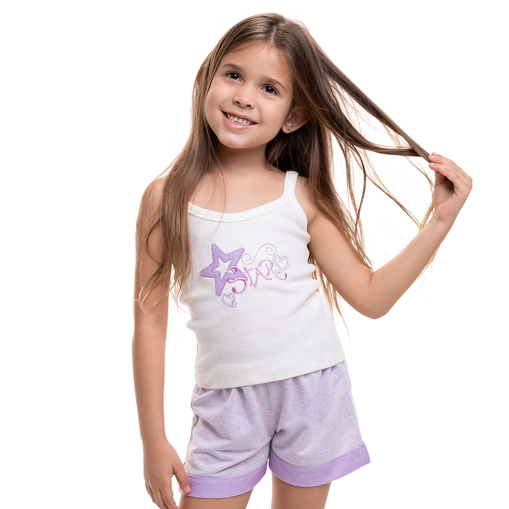 Short Doll Infantil em Moletinho com Ribana - Lilás