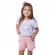 Short Doll Infantil em Malha com Moletinho Estrelinha - Rosa