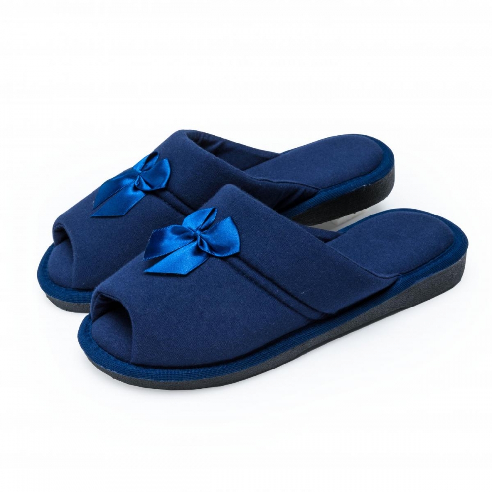 Pantufa Anatômica Malha com laço Cetim - PUFF - Marinho