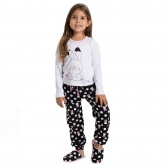 Pijama Malha Estampada Coelho Silk Infantil - Preto