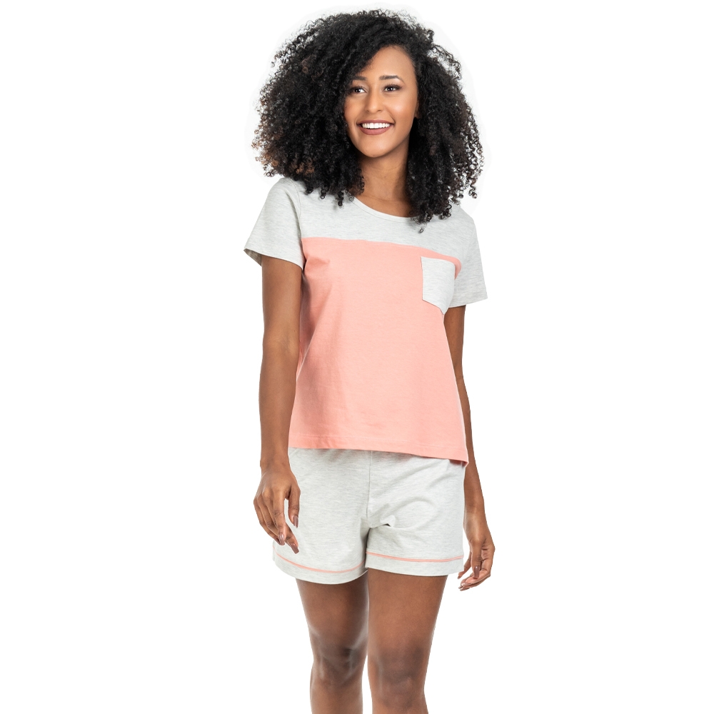 Short Doll em Malha com Bolso - Salmão