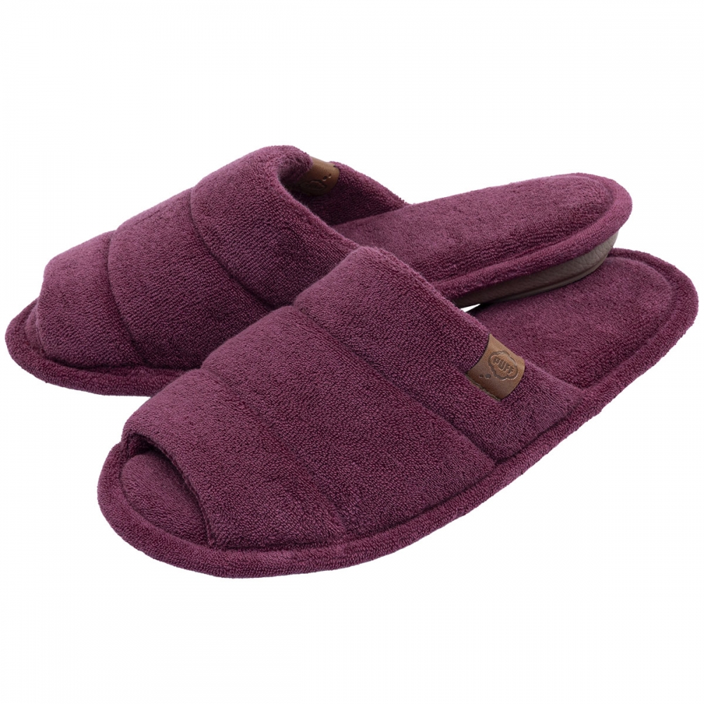 Pantufa Feminina em Atoalhado Solado Anatômico Flexível Puff - Bordô