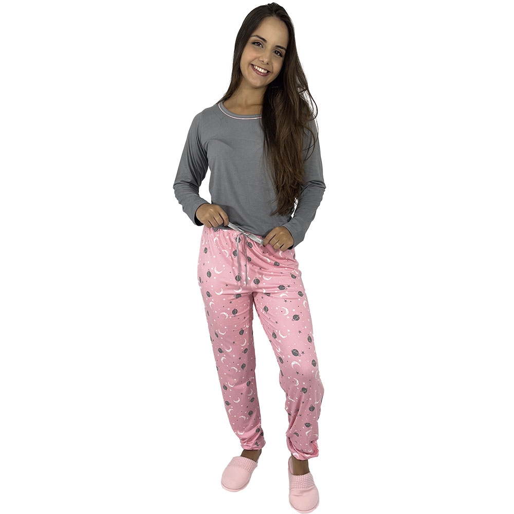 Pijama Puff Modal com Elastano Winter - Rosa