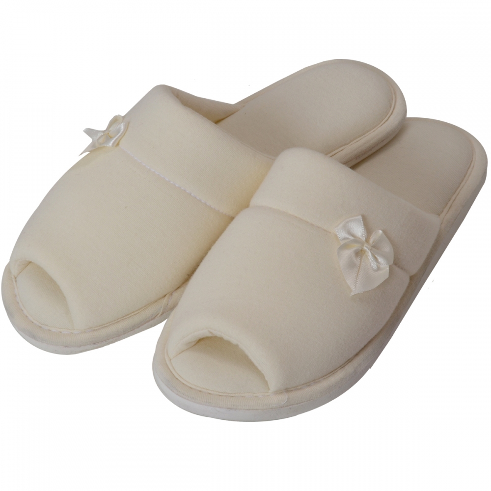 Pantufa Feminina em Malha de Algodão Levite Puff - Marfim
