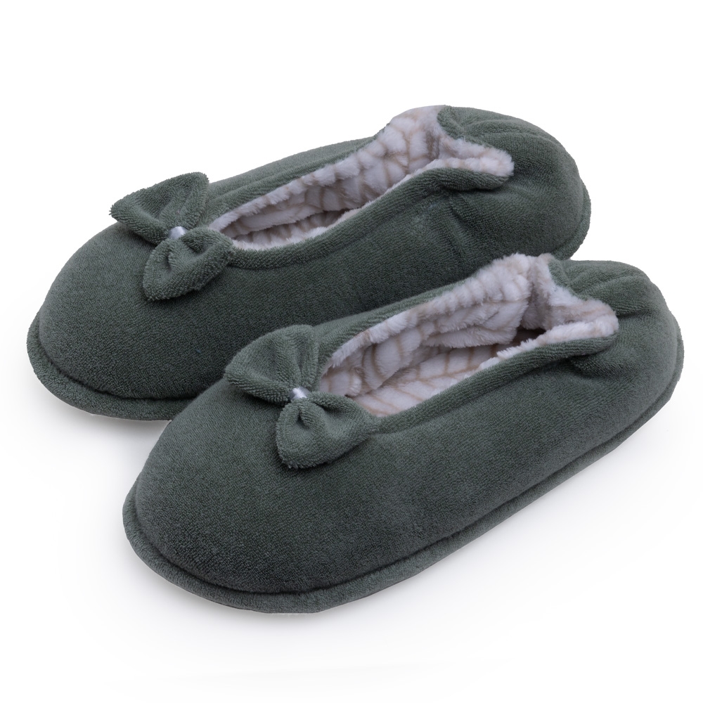 Sapatilha Flexível Pelúcia Folha Com Atoalhado - Verde