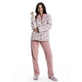Pijama Pelúcia Losango Com Microsoft Aberto - Porcelana