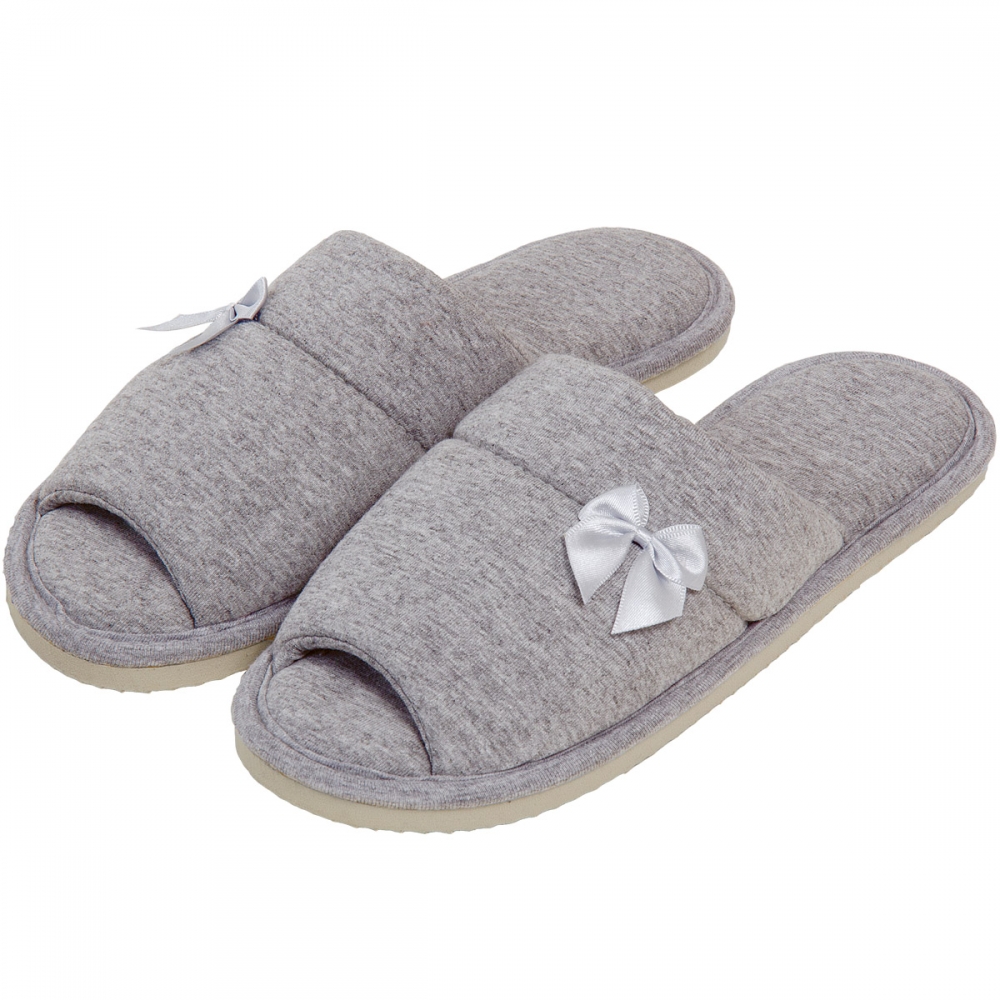 Pantufa Feminina em Malha de Algodão Levite Puff - Mescla