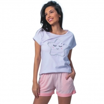 Short Doll em Malha com Moletinho Estrelinha