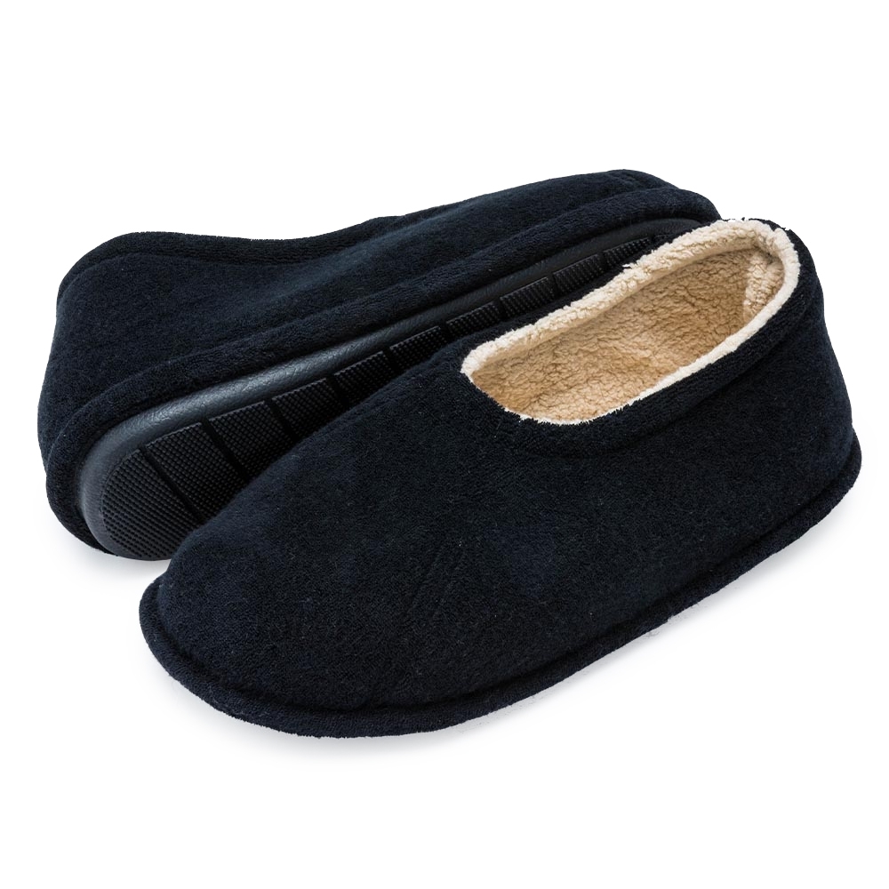Pantufa Anatômica Flexível Masculina Atoalhada Mocassim - Preto