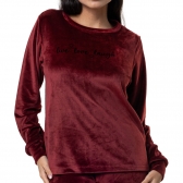 Pijama Longo em Plush Super Soft - Bordo
