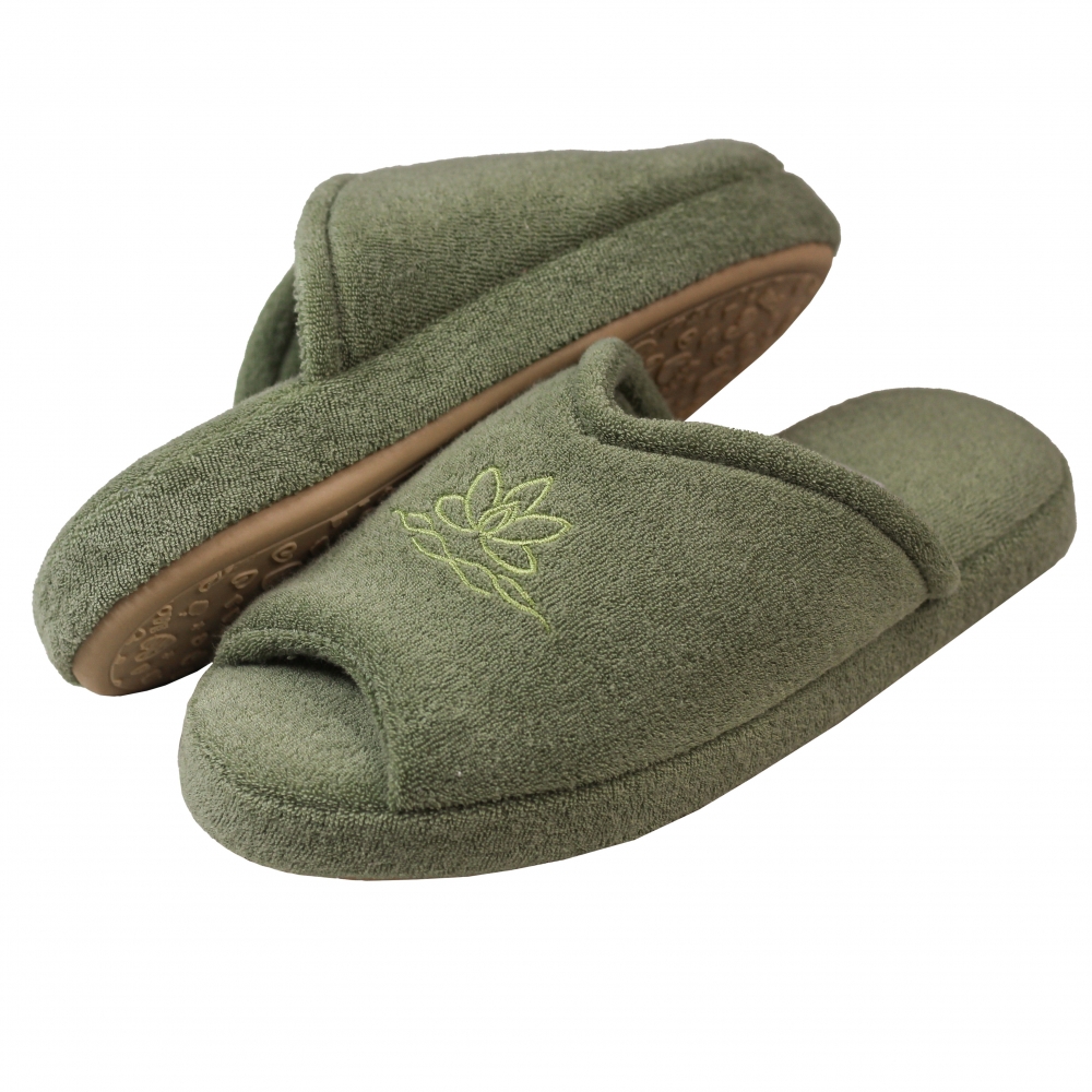 Pantufa Anatomic Comfort Atoalhado Bordado - Verde
