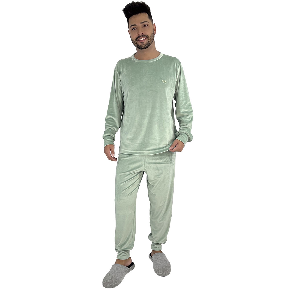 Pijama Puff Sr P Plush Super Soft Masculino Elastano - Verde