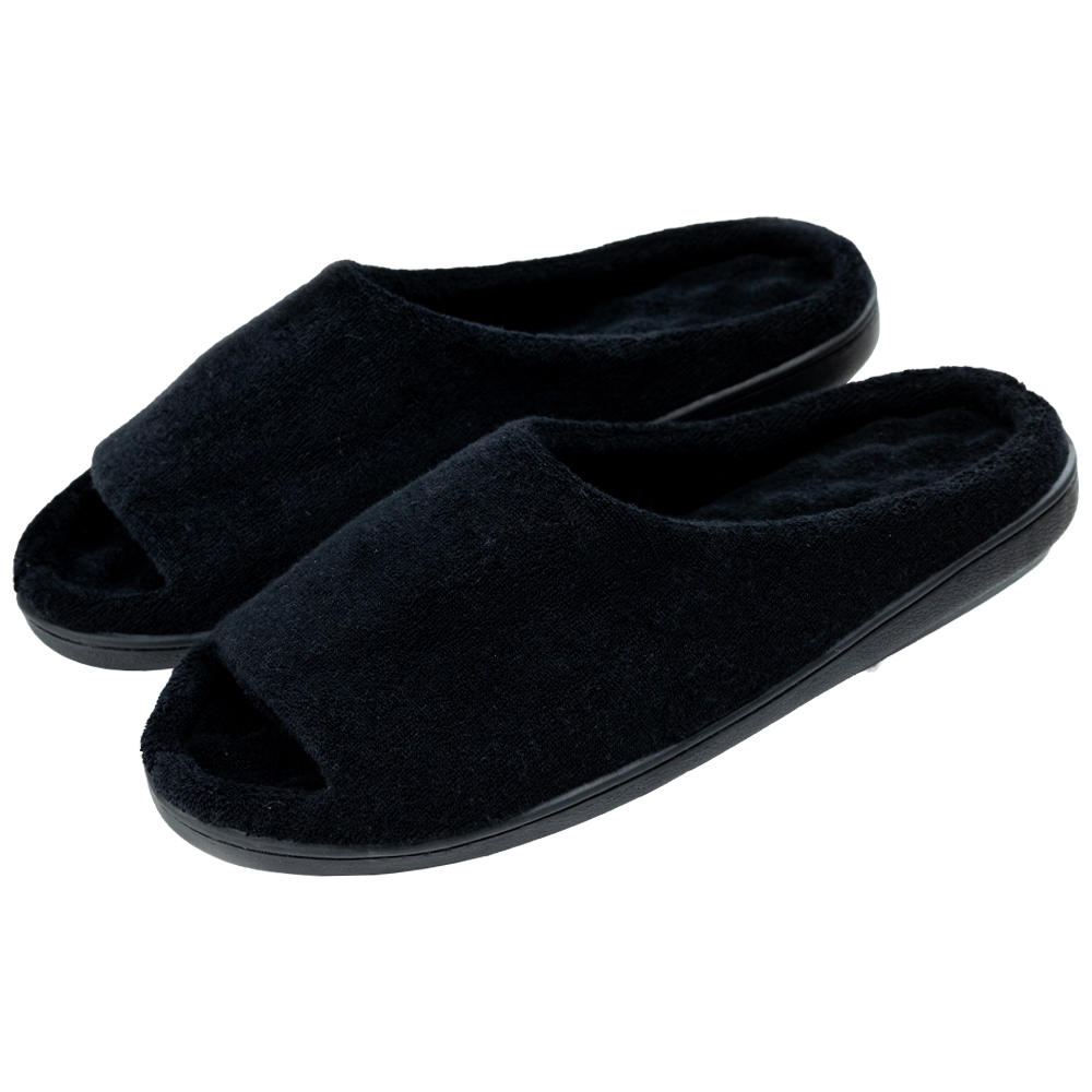 Pantufa Aberta Anatômica Elegance em Atoalhado - Preto