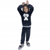 Pijama Puff Kids Pelúcia Fleece Coala Infantil Unisex - Preto
