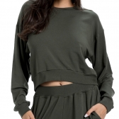 Conjunto Moletinho Cropped Feminino - Verde