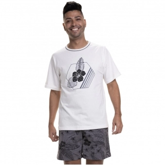 Pijama de Manga em Malha Masculino Floral