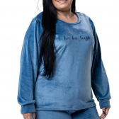 Pijama Longo em Plush Super Soft - Indigo