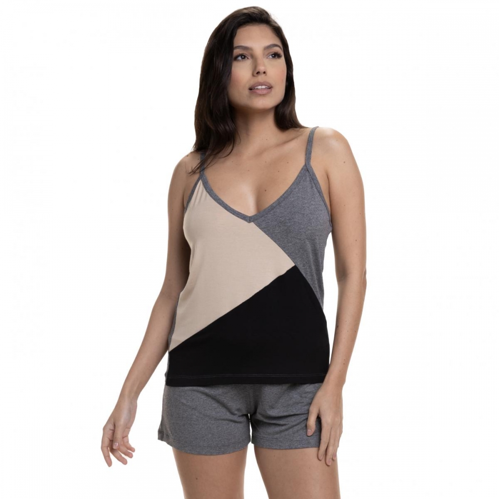 Short Doll de Alcinha em Viscolycra Padronizado - Chumbo