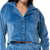Conjunto casual em Plush com Abertura em Botão - Indigo