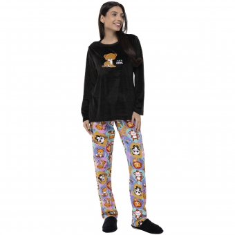 Pijama Inverno Plush e Cotton Light - Estampa Tigre Cute