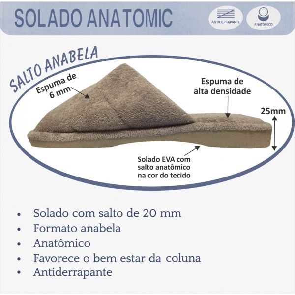 Pantufa Atoalhada Anatômica PUFF - Preto