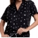 Short Doll Estampado de Manga com Botões em Modal Summer - Preto