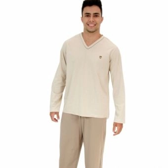 Pijama Masculino Conjunto Calça e Blusa Manga Longa Malha Algodão - Puff