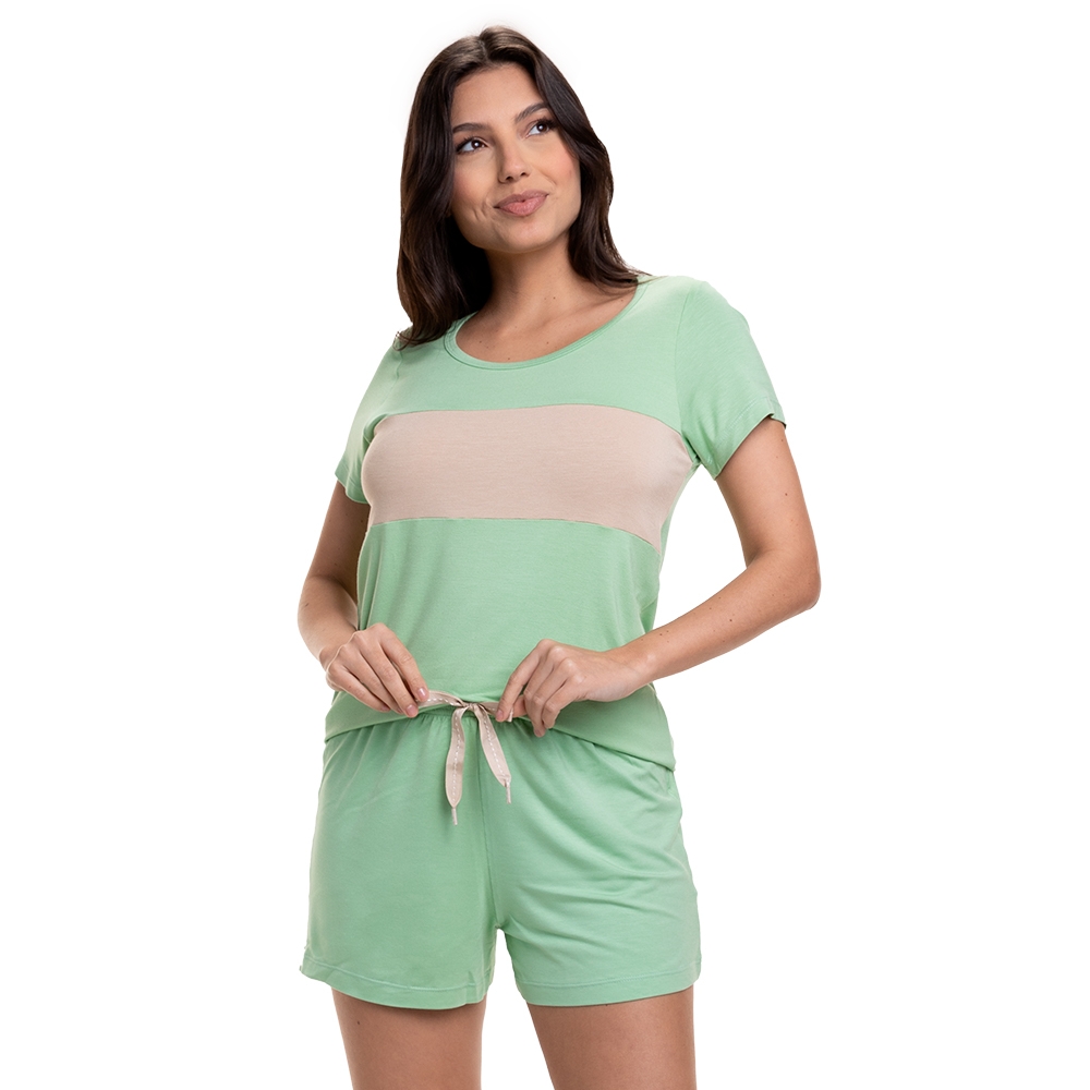 Short Doll com Manga em Viscolycra - Verde