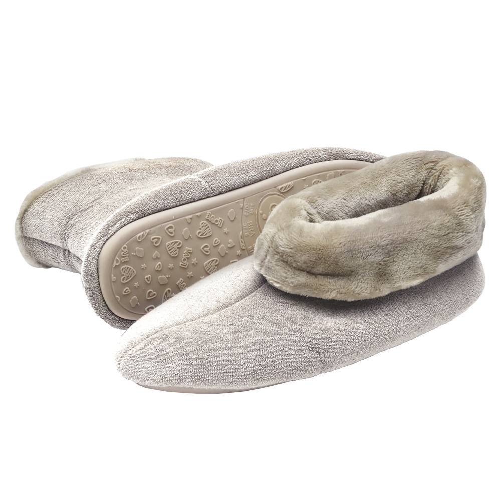 Pantufa Bota Feminina em Atoalhado com Pelúcia - Puff - Gelo