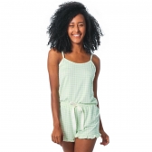 Short Doll de Alcinha em Viscolycra Xadrez - Verde