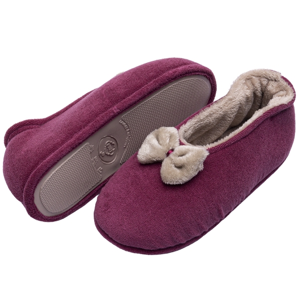 Sapatilha Atoalhado com Laço Pelúcia PUFF - Bordô